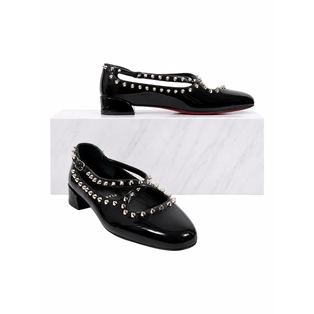 Christian Louboutin Pilouta Jane Spiked Patent Flats Black Size 36.5 - Picture 3 of 11